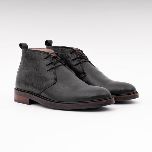 Chukka-demi boots-cuir-noir-homme-kingdomix-chaussures-maroc